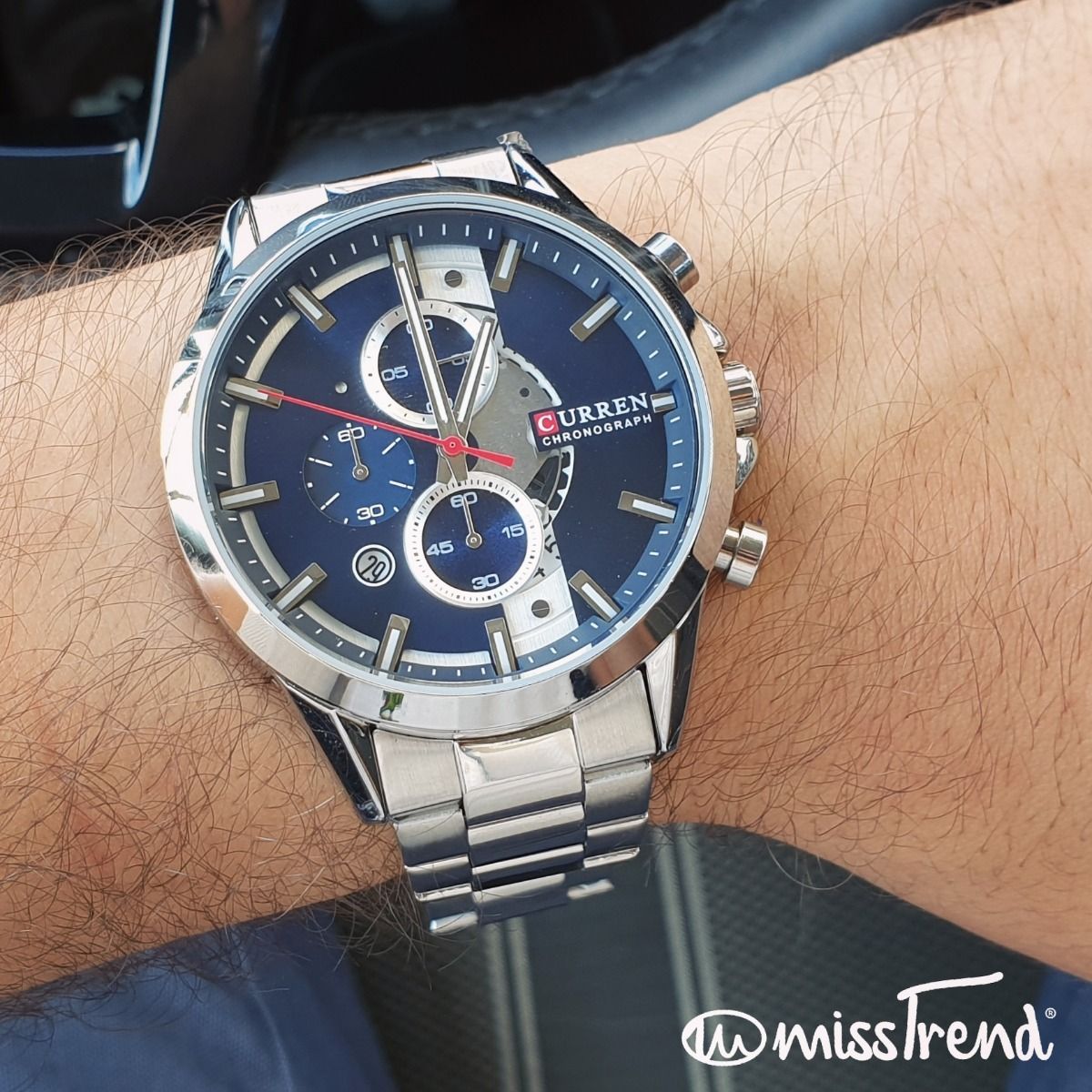 Relógio masculino curren steel II prateado em aço
