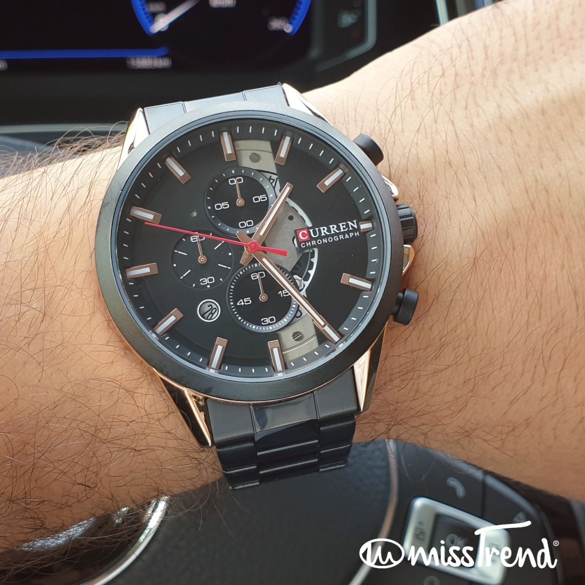 Relógio masculino curren steel II preto em aço