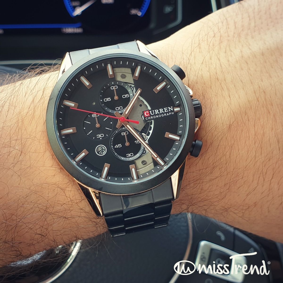 Relógio masculino curren steel II preto em aço
