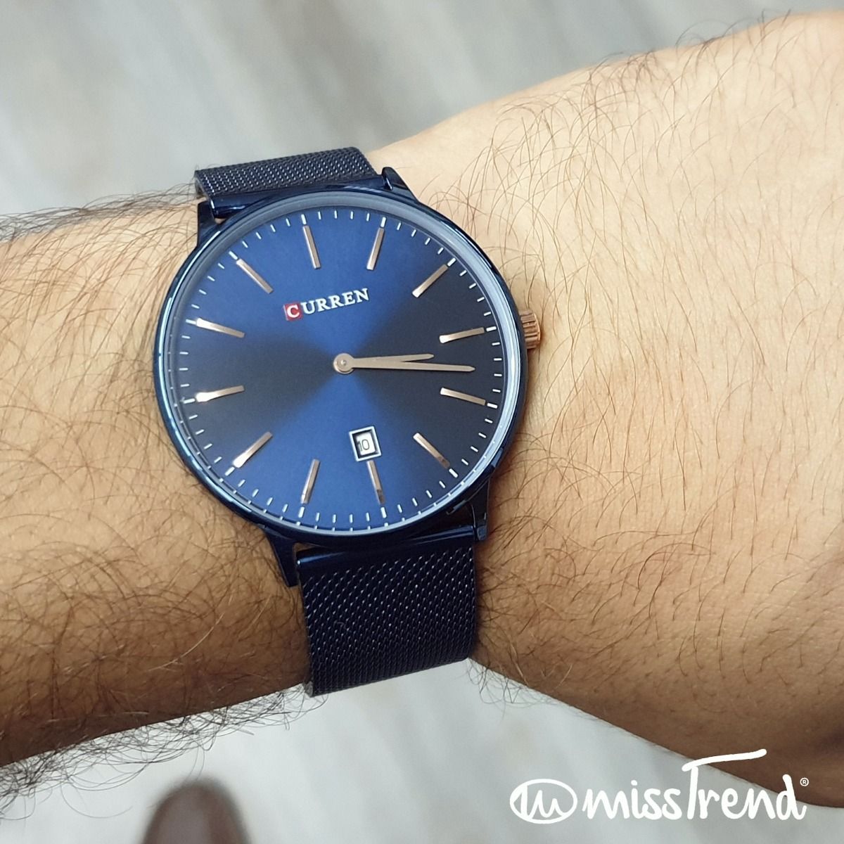 Relogio Curren M steel masculino  azul