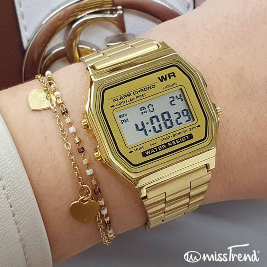 Relógio Retro dourado em aço