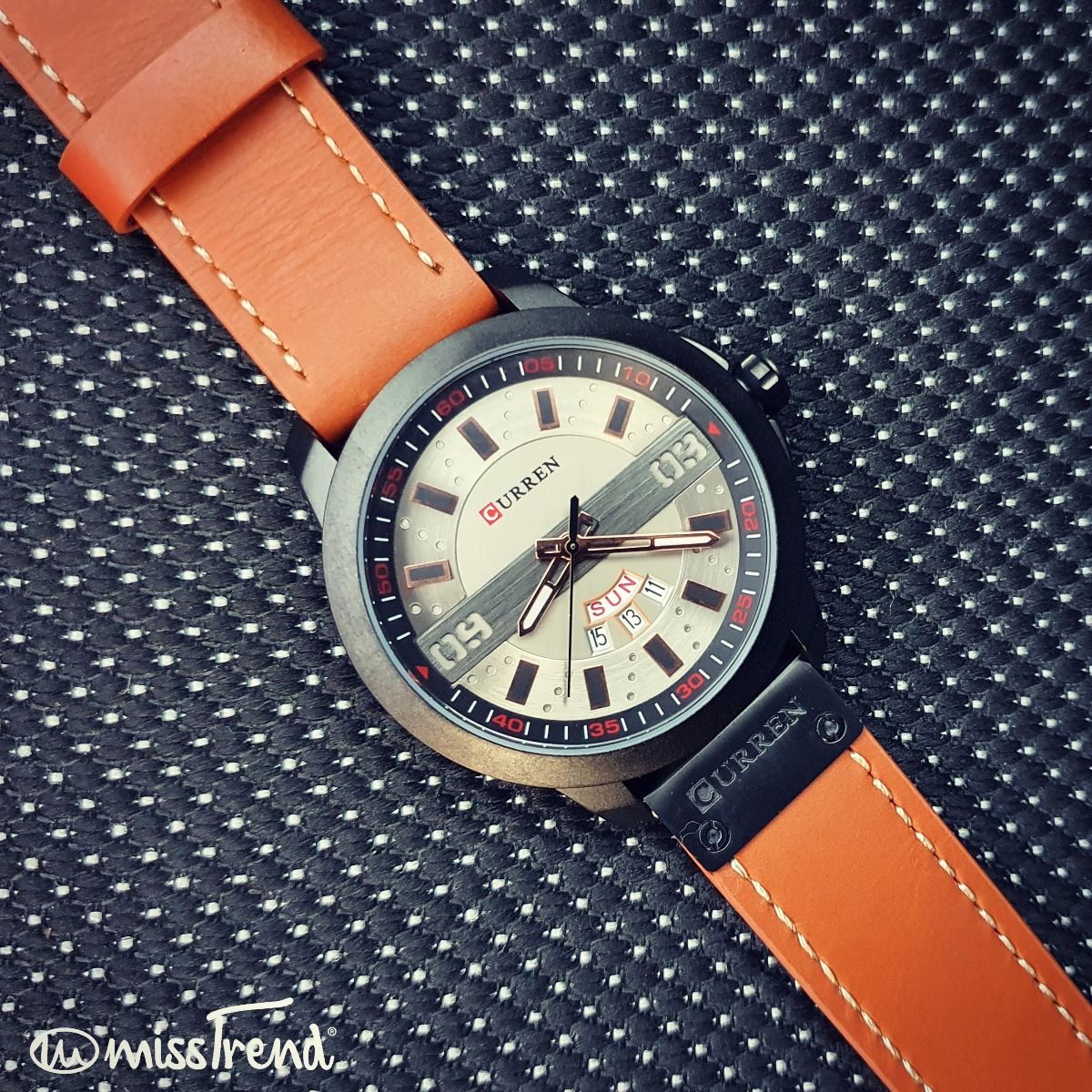 Relogio curren s masculino camel em couro