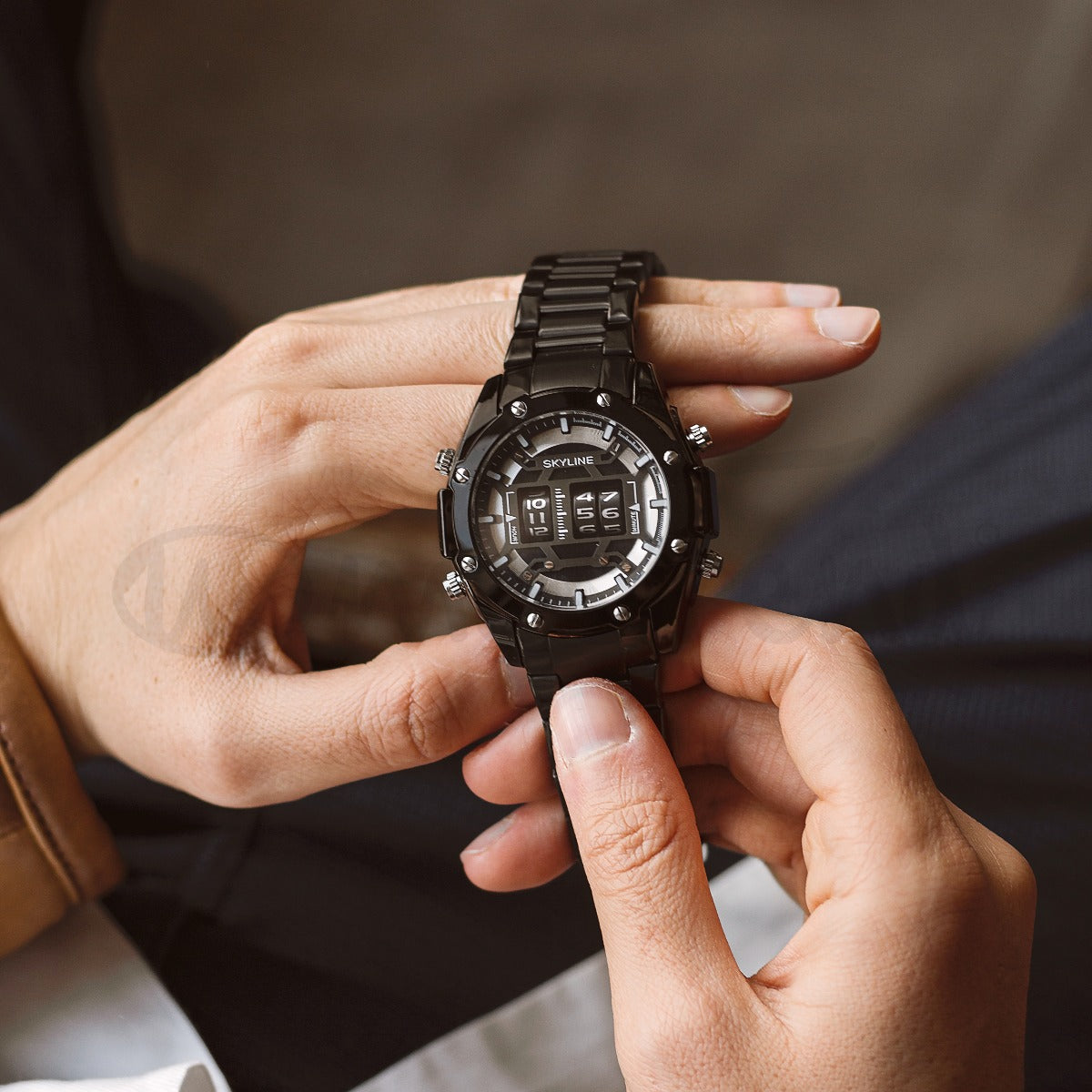 Relógio masculino skyline timeless steel preto