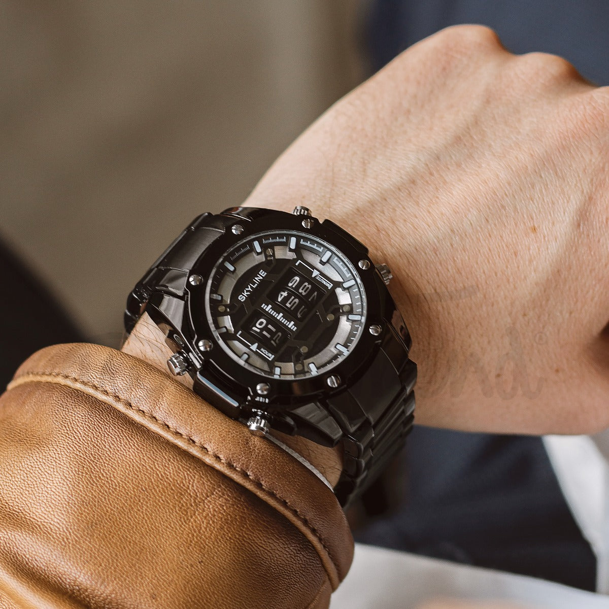 Relógio masculino skyline timeless steel preto