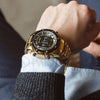Relógio masculino skyline timeless steel preto dourado