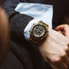 Relógio masculino skyline timeless steel preto dourado