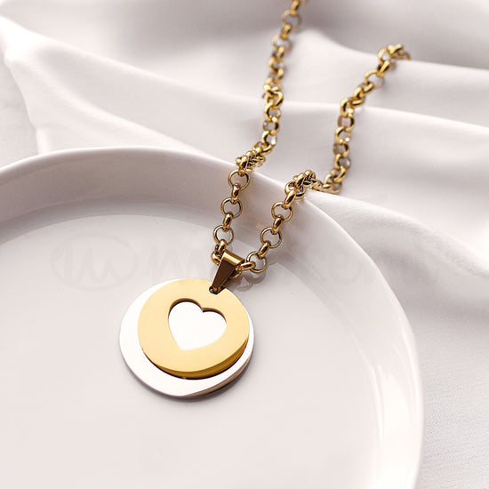 Colar devotion em aço dourado e prateado