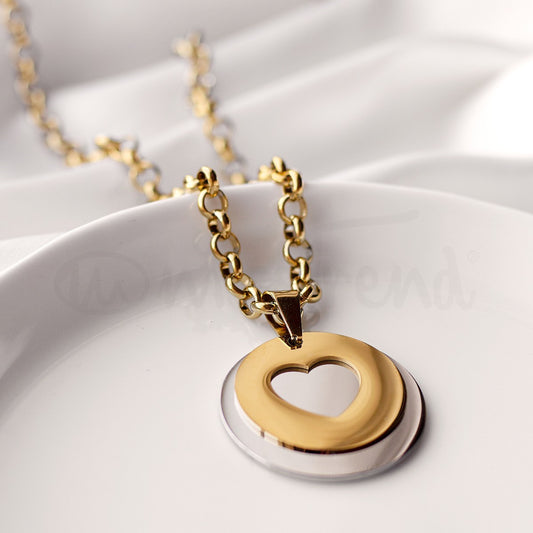 Colar devotion em aço dourado e prateado