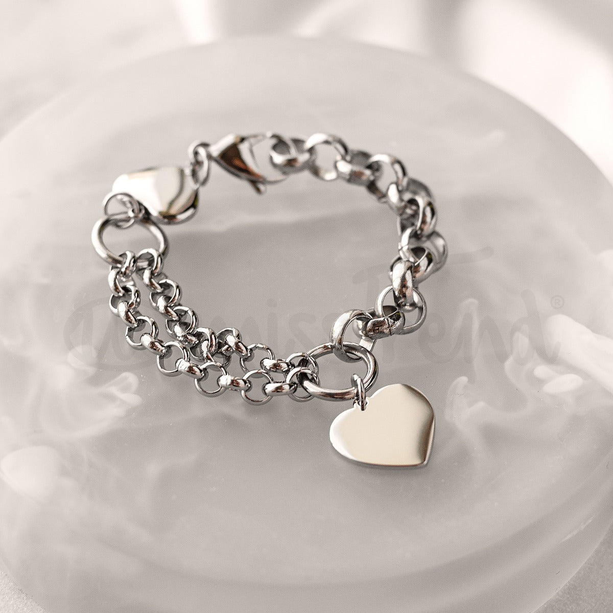Pulseira flame em aço prateado