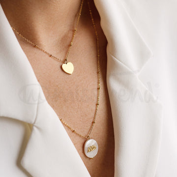 Colar Stone Mãe em aço dourado