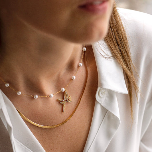 Colar Fé Pearls em Aço