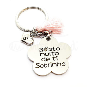 Porta chaves gosto muito de ti sobrinha em aço