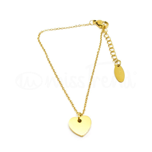 Pulseira pendente coração em aço dourado