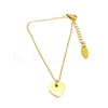 Pulseira pendente coração em aço dourado