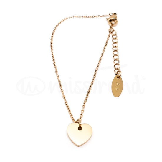 Pulseira pendente coração em aço rosa gold