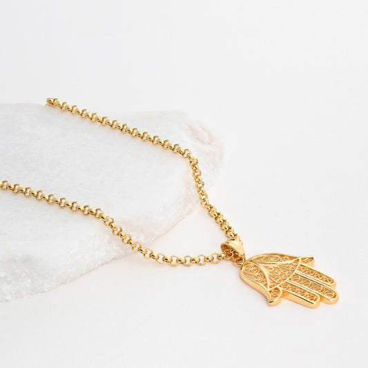 Colar Mão de Fátima em Banho de Ouro