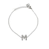 Pulseira c/Letra com zircônias em Aço