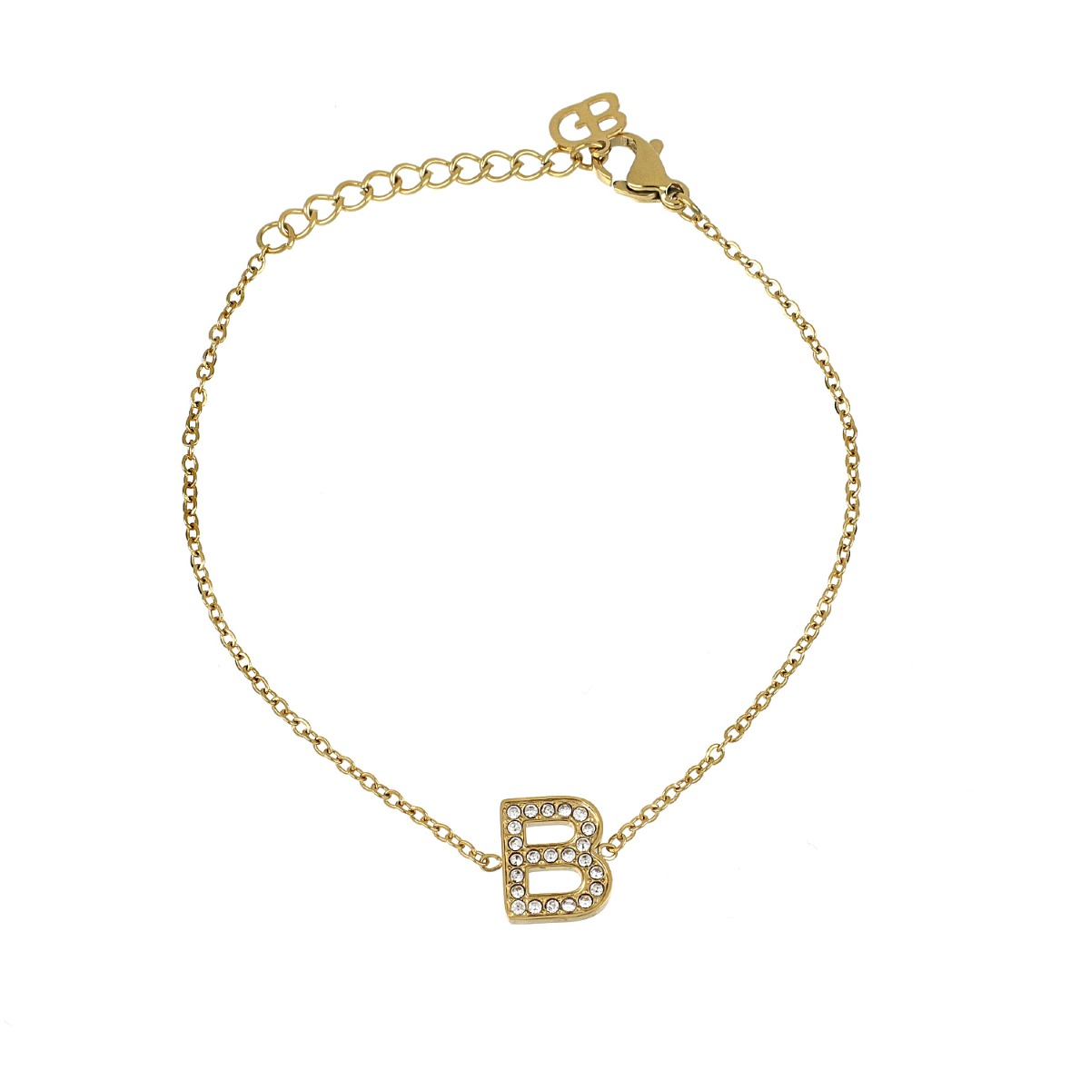 Pulseira c/Letra com zircônias em Aço