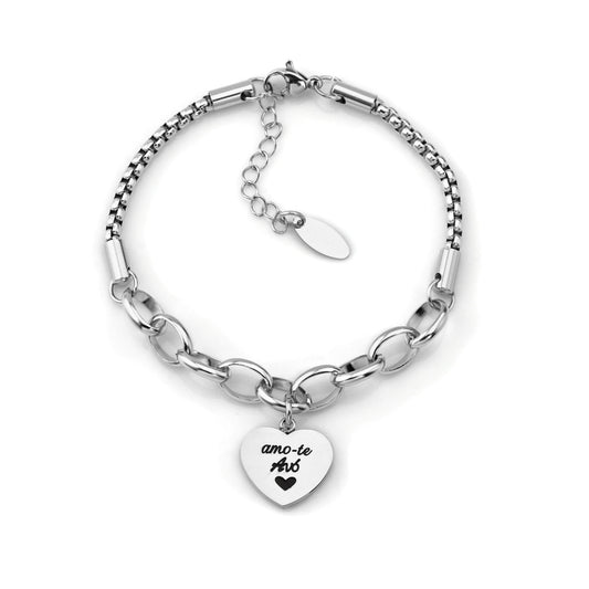 Pulseira Amo-te Avó com Coração em Aço