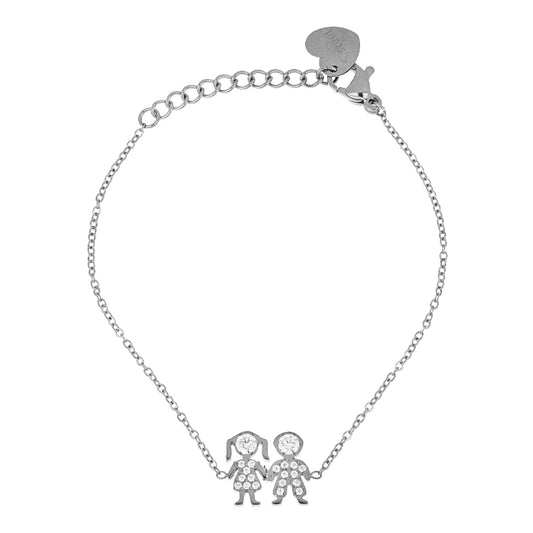 Pulseira com Pendente Casal c/Zircônias