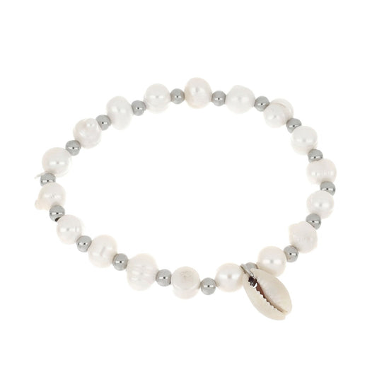 Pulseira Elástica com Pérolas com Buzio