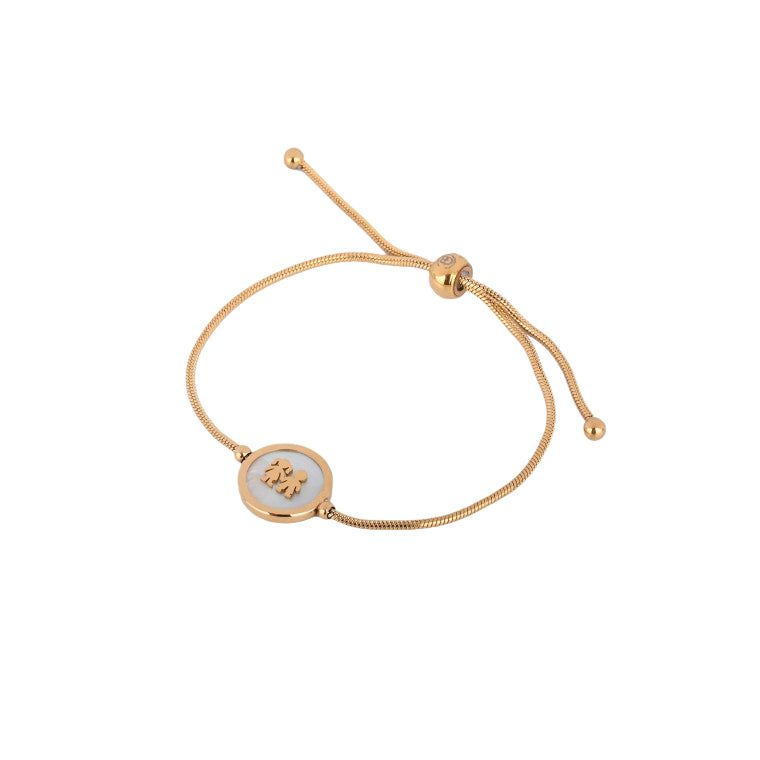 Pulseira Ajustável com Pendente Casal em Aço
