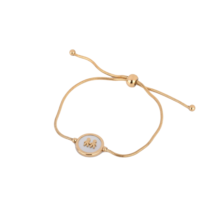 Pulseira Ajustável com Pendente Dois Meninos/Meninas em Aço