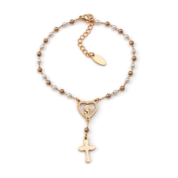 Pulseira Nossa Senhora c/Cruz em Aço