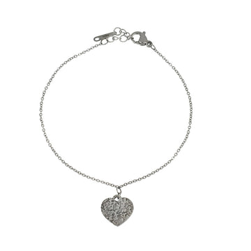 Pulseira Coração Relevo Prateada em Aço