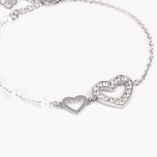Pulseira Diamond Heart c/Zircônias em Aço