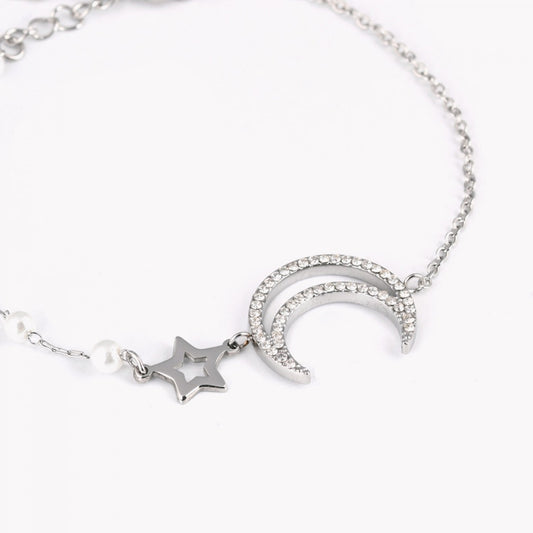 Pulseira Diamond Moon c/Zircônias em Aço