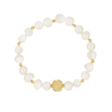 Pulseira Pérolas Conta de Viana em Banho de Ouro
