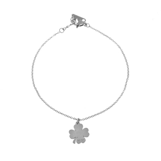 Pulseira com Pendente Trevo em Aço