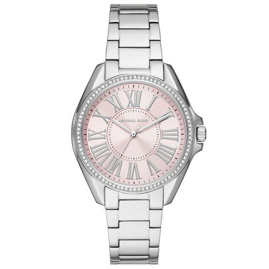 Relógio Michael Kors Kaycie Pavé Prata fundo Rosa - MK6929