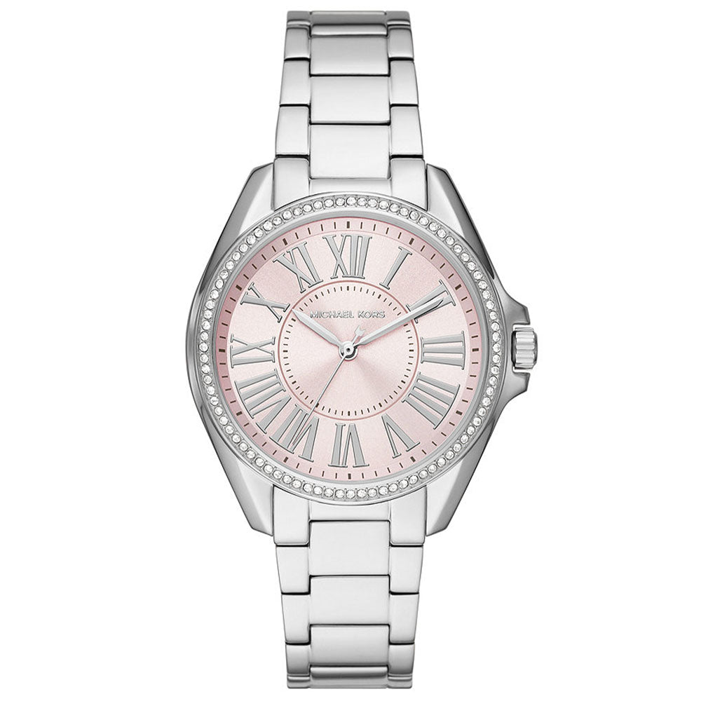 Relógio Michael Kors Kaycie Pavé Prata fundo Rosa - MK6929