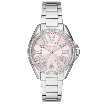 Relógio Michael Kors Kaycie Pavé Prata fundo Rosa - MK6929