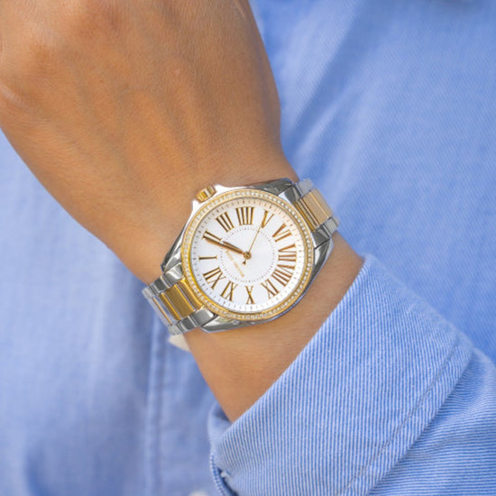 Relógio Michael Kors Kaycie Pavé Dourado Prata - MK6931
