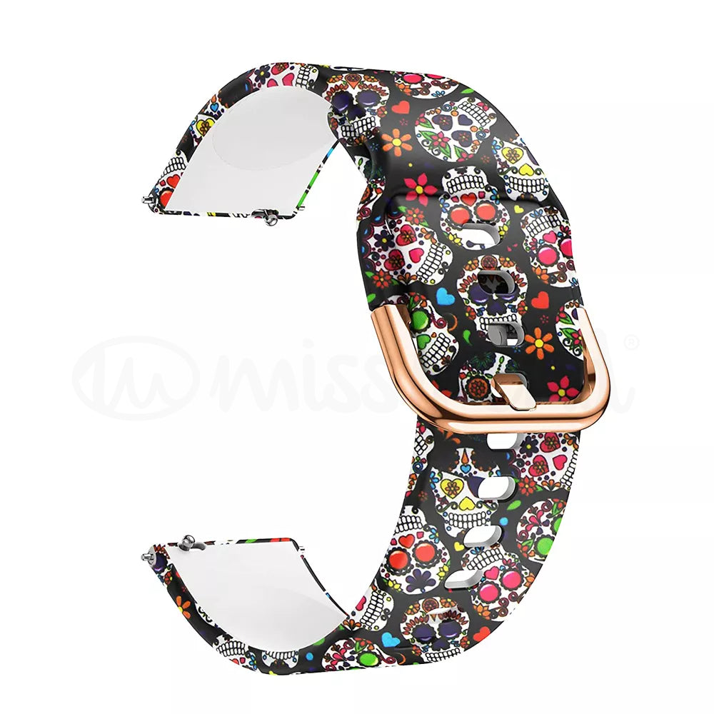 Bracelete em silicone 20mm com caveiras