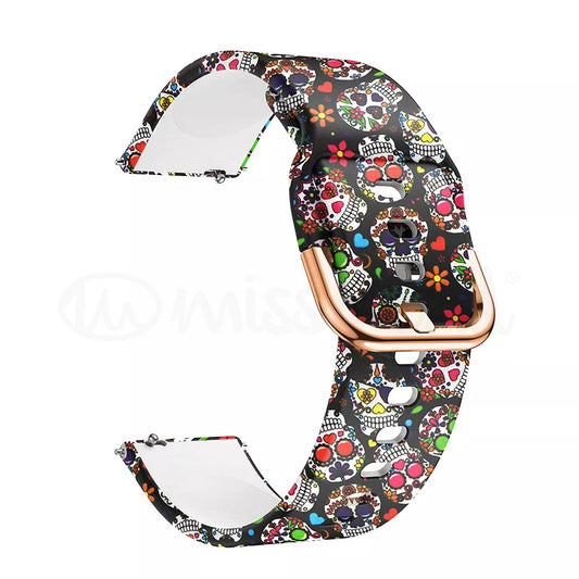 Bracelete em silicone 20mm com caveiras