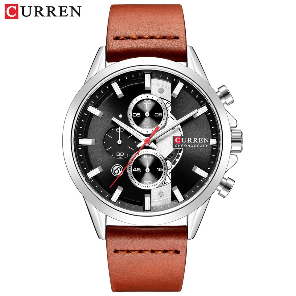 relogio curren leather masculino 