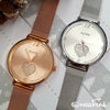 Relogio feminino exclusivo auxiliar rosa gold em aço