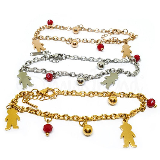 Pulseira com pendentes meninos em aço