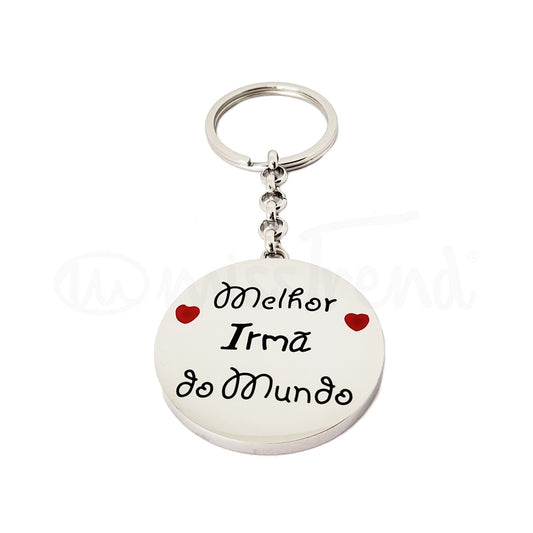 Porta chaves melhor irmã do mundo em aço prateado