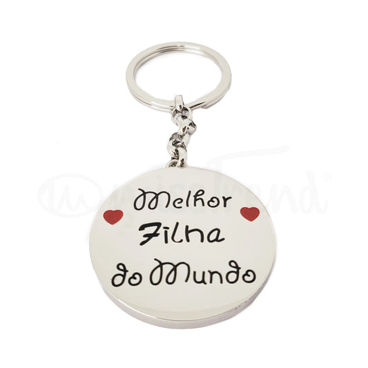 Porta chaves melhor filha do mundo em aço prateado