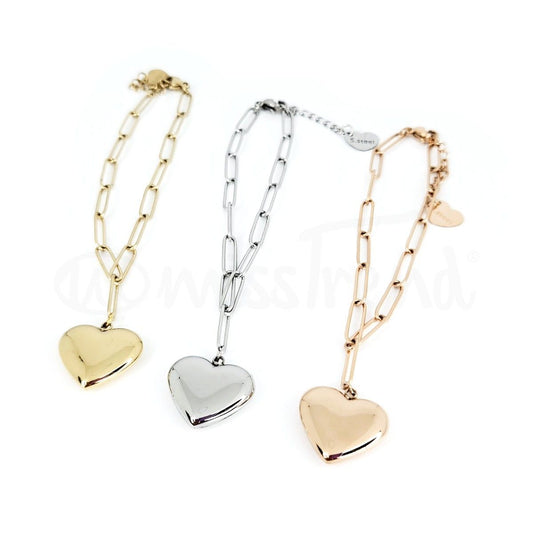 Pulseira lock heart  em aço