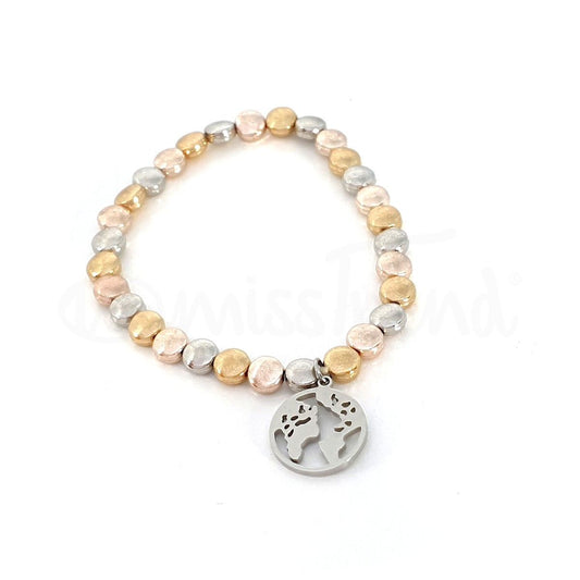 Pulseira elástica com pendente mundo