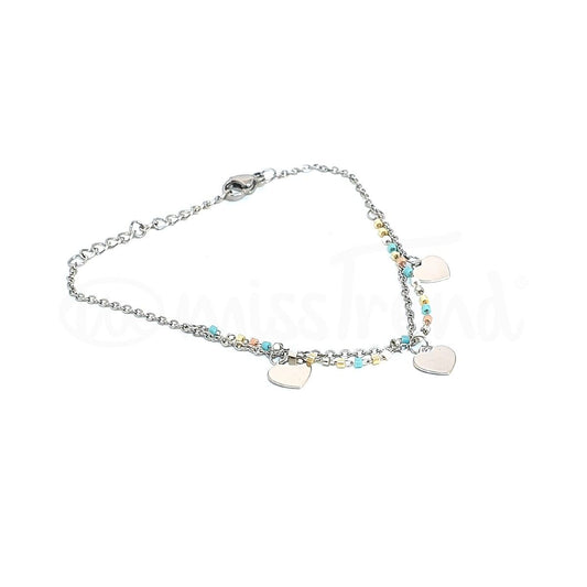 Pulseira 2 Tiras com pendentes Corações