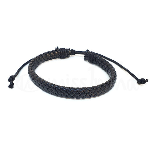 Pulseira edge em couro preta