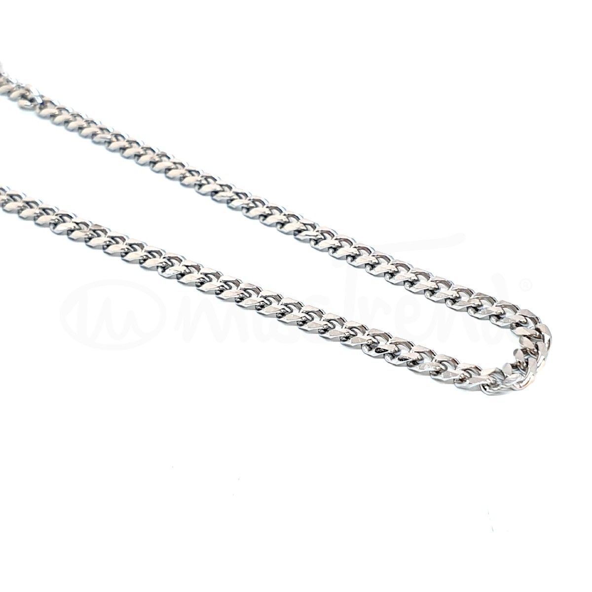 Pulseira masculina fina prateada em aço 