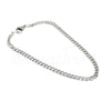 Pulseira masculina fina prateada em aço 